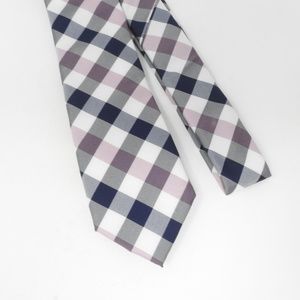 Bedford & Broome Navy Pink White Checkered Tie